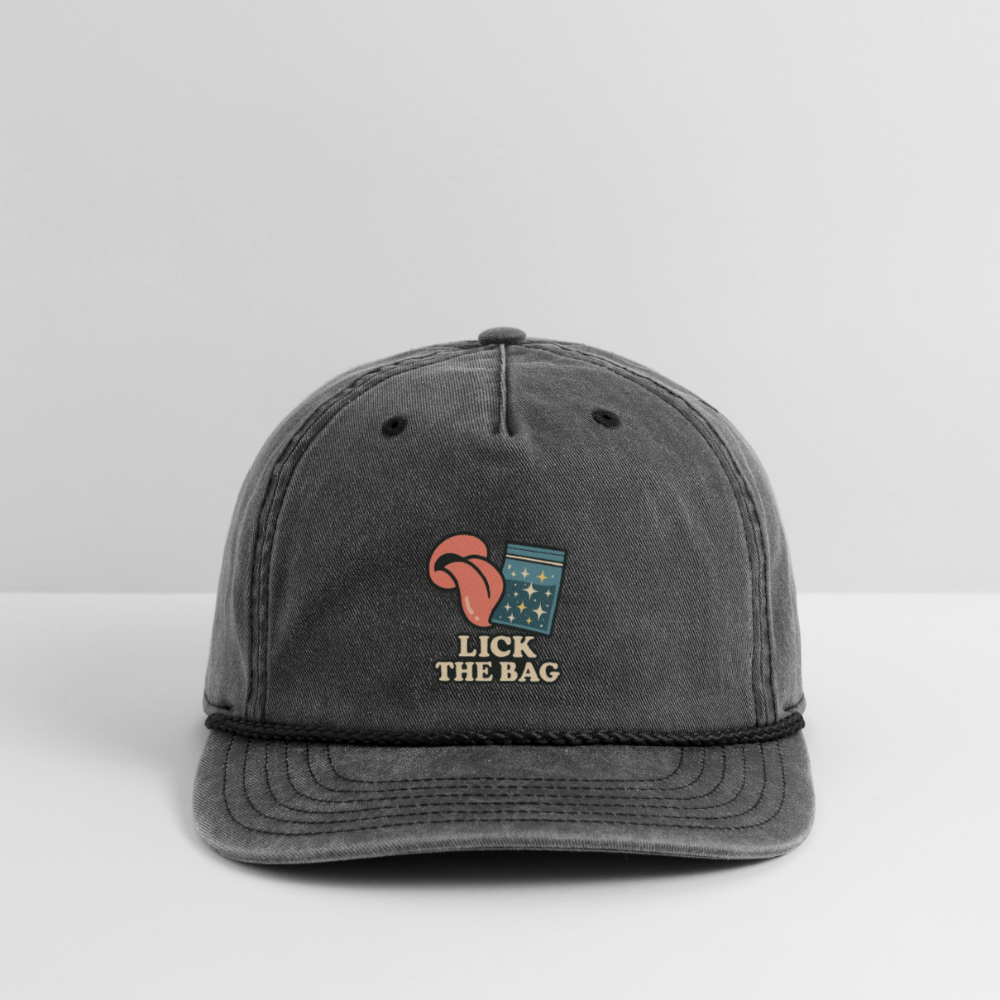Vintage Wash “Lick The Bag” Image Logo Cap - washed black