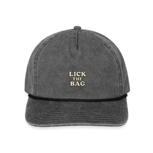 Vintage Wash “Lick The Bag” Text Logo Cap - washed black