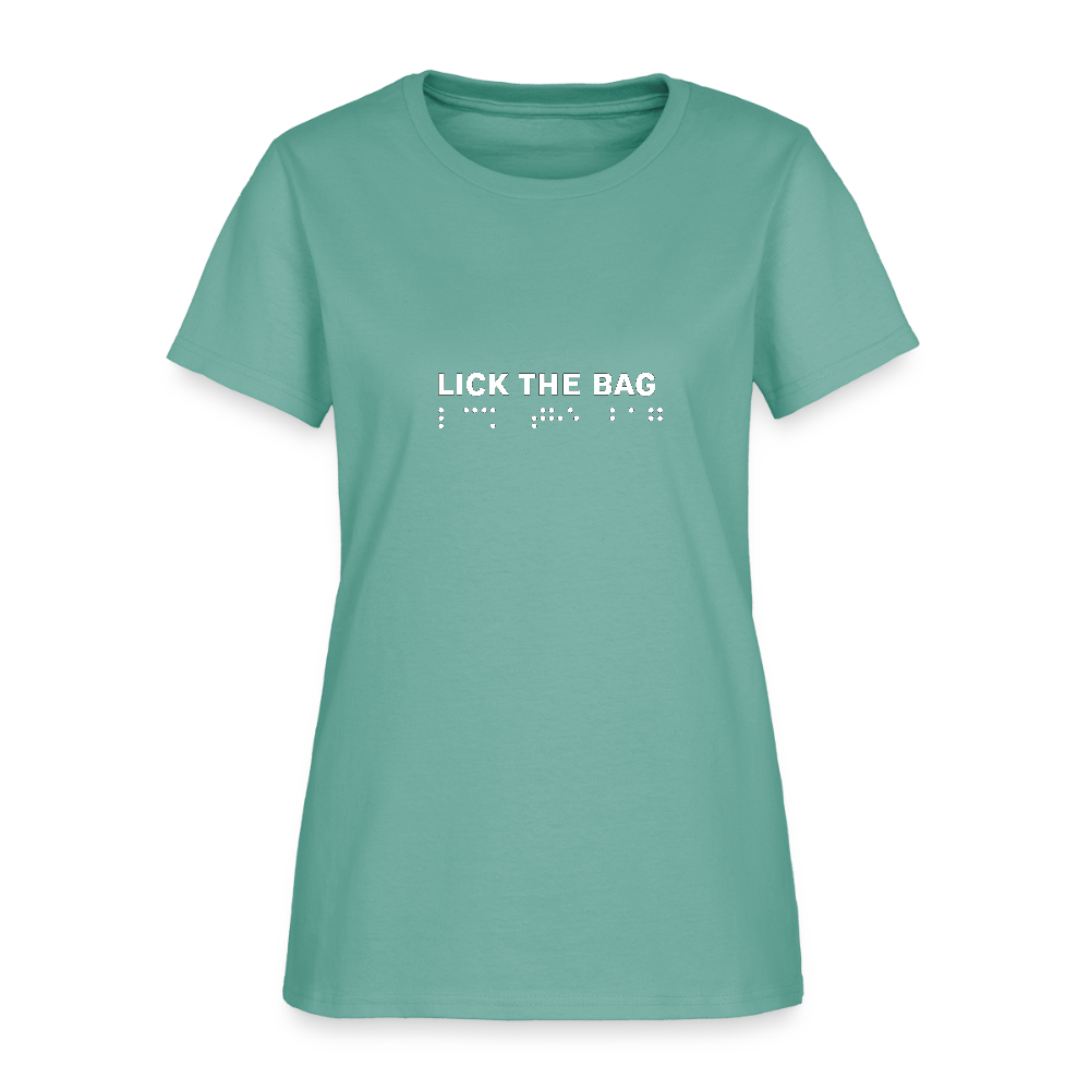 Women’s “Lick The Bag” Brail Logo Tee - aquatic