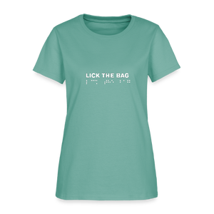 Women’s “Lick The Bag” Brail Logo Tee - aquatic
