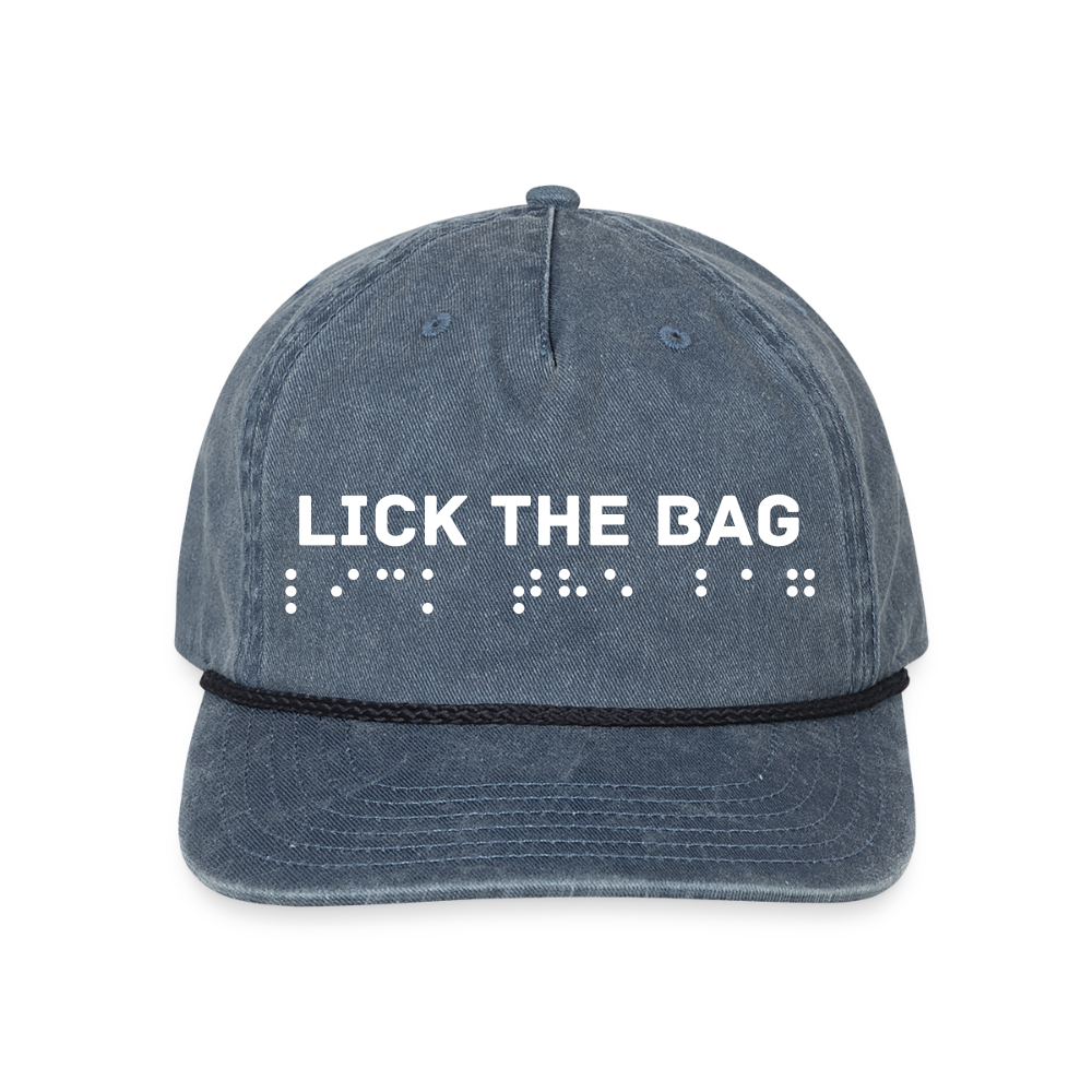 Vintage Wash “Lick The Bag” Brail Logo Cap - washed navy