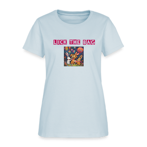 Women’s “Lick The Bag” Bunny Logo Tee - light blue