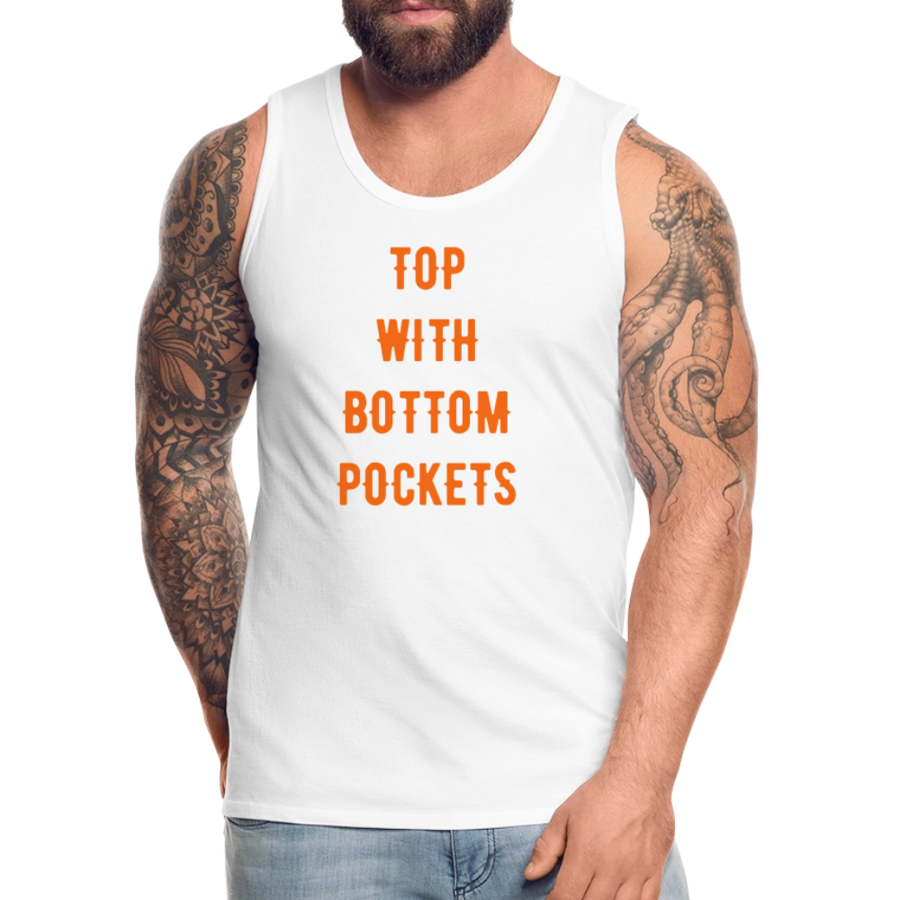 Top w/ Bottom Pockets - Men's Premium Tank Top - white