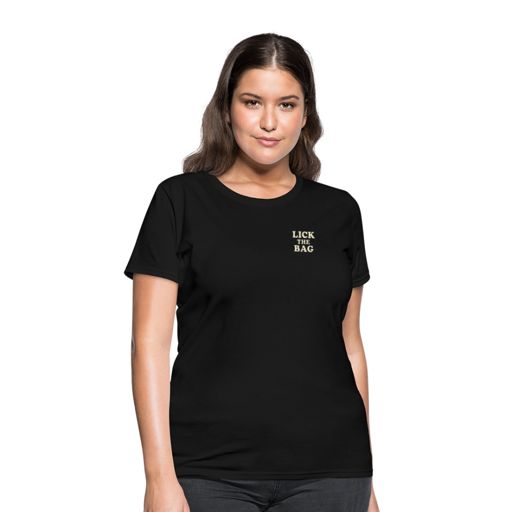 Women’s “Lick The Bag” Text Logo Tee - black