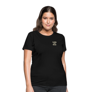 Women’s “Lick The Bag” Text Logo Tee - black
