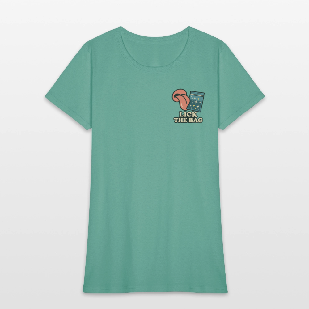 Women’s “Lick The Bag” Image Logo Tee - aquatic