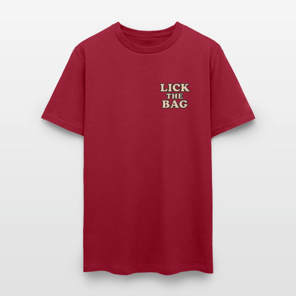 Unisex Lick The Bag T-Shirt (text only) - dark red
