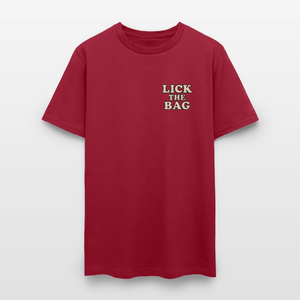Unisex Lick The Bag T-Shirt (text only) - dark red