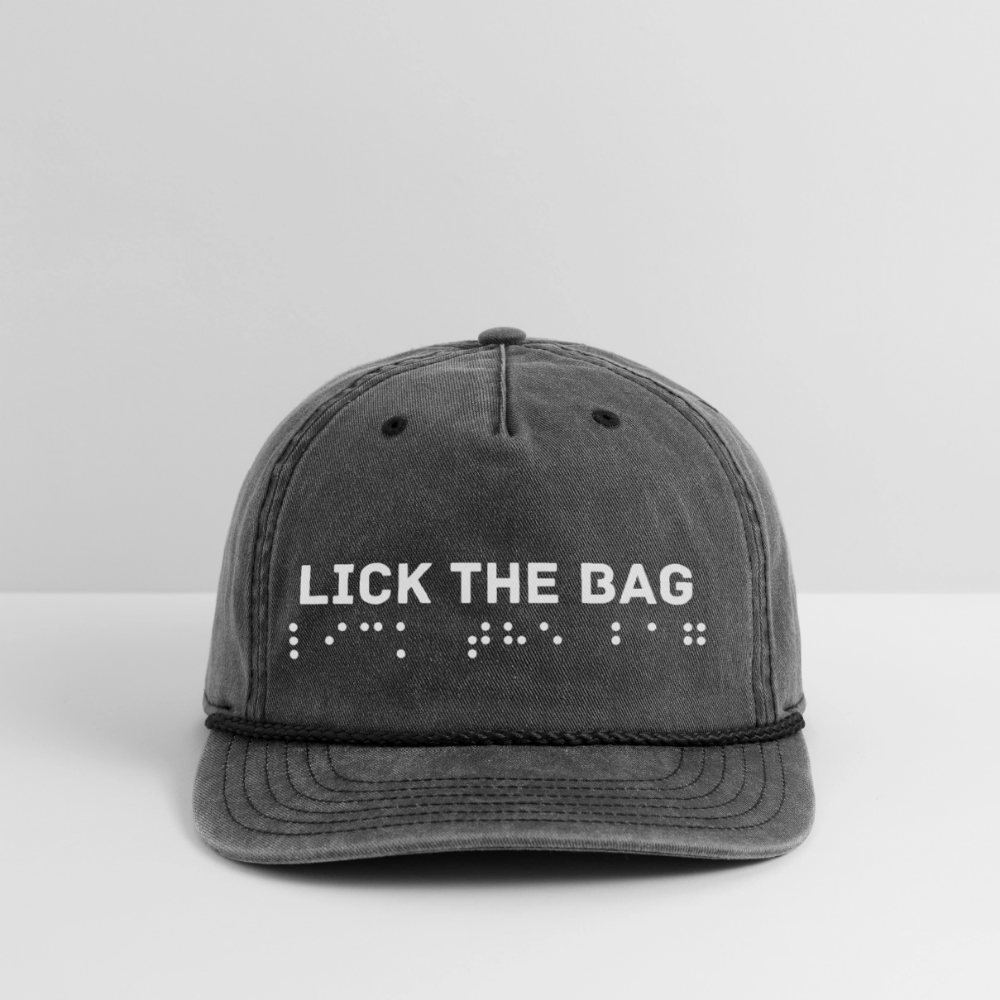 Vintage Wash “Lick The Bag” Brail Logo Cap - washed black