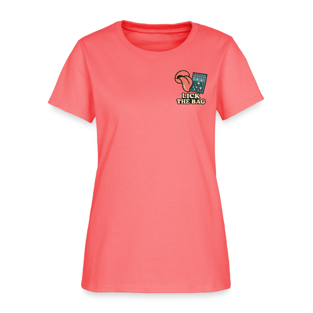 Women’s “Lick The Bag” Image Logo Tee - coral