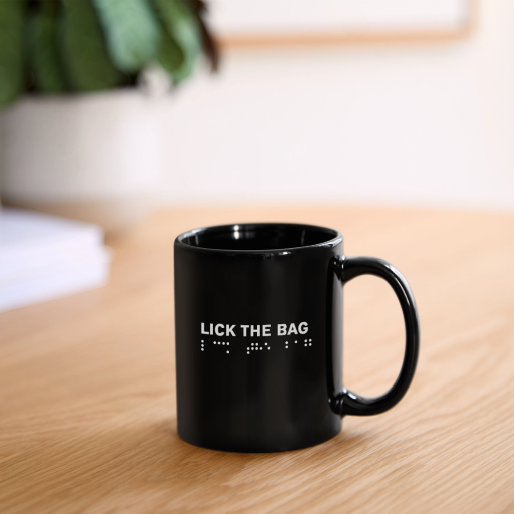 “Lick The Bag” Brail Full Color Mug - black