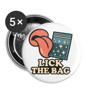 Lick The Bag Buttons large 2.2'' (5-pack - w/ Image) - white