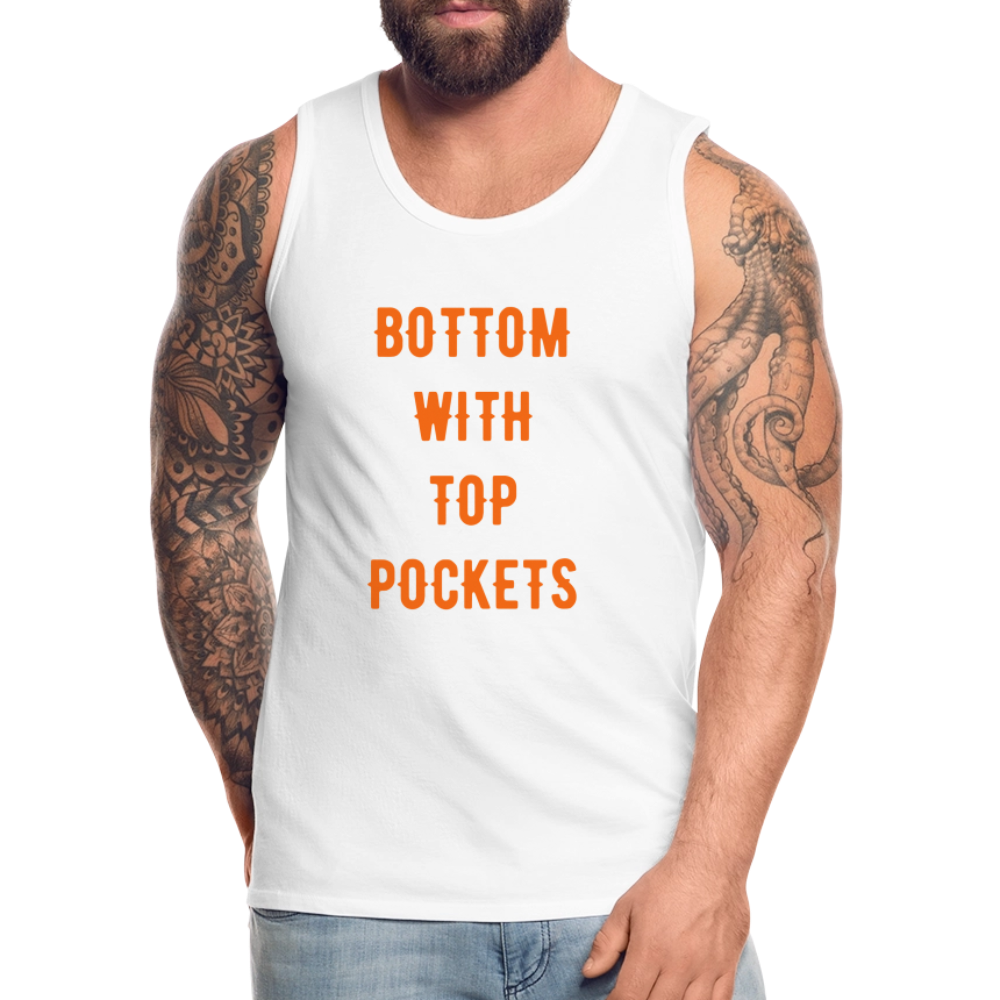 Bottom w/ Top Pockets - Men's Premium Tank Top - white