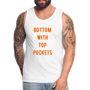 Bottom w/ Top Pockets - Men's Premium Tank Top - white
