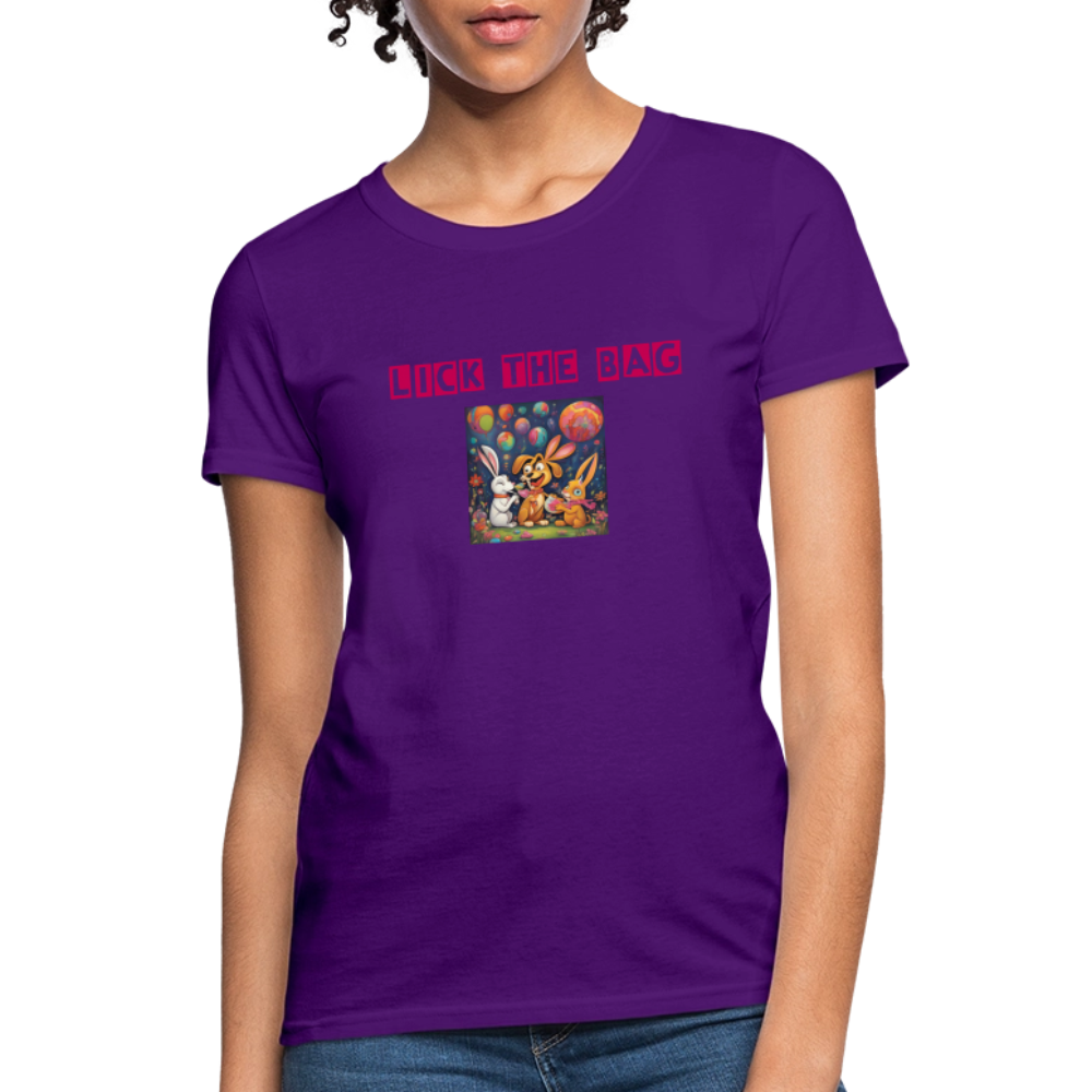 Women’s “Lick The Bag” Bunny Logo Tee - purple