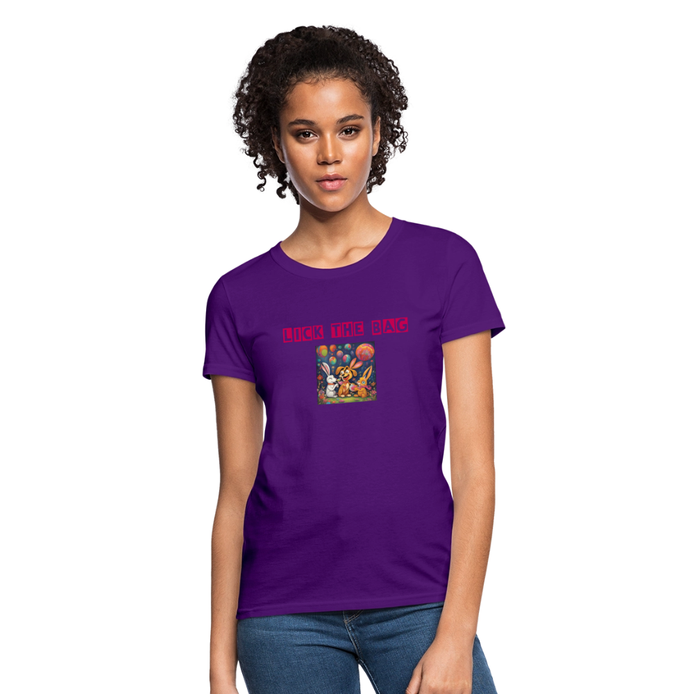 Women’s “Lick The Bag” Bunny Logo Tee - purple