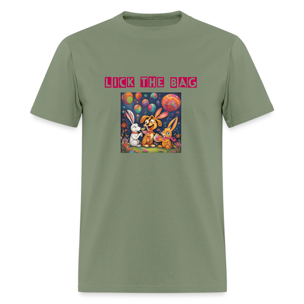 Unisex “Lick The Bag” T-Shirt (Bunny) - military green