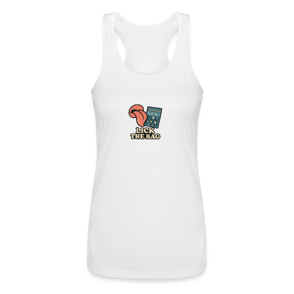 Women’s “Lick The Bag” Performance Racerback Tank - Image - white
