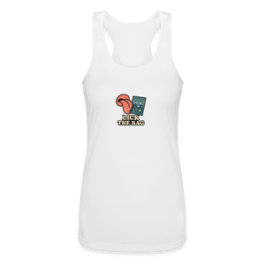Women’s “Lick The Bag” Performance Racerback Tank - Image - white
