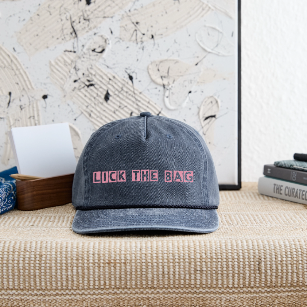 Vintage Wash “Lick The Bag” Bunny Logo Cap - washed navy