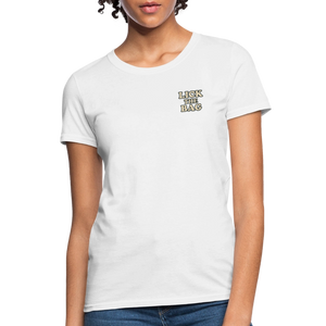 Women’s “Lick The Bag” Text Logo Tee - white