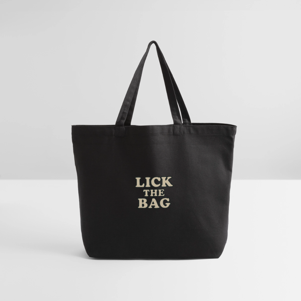 “Lick The Bag” Eco-Friendly Cotton Tote - Text Only - black