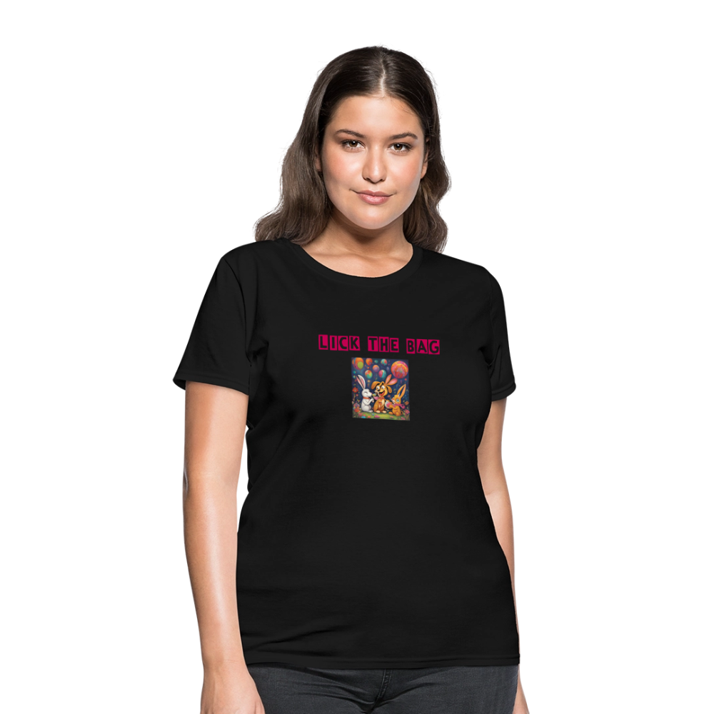 Women’s “Lick The Bag” Bunny Logo Tee - black