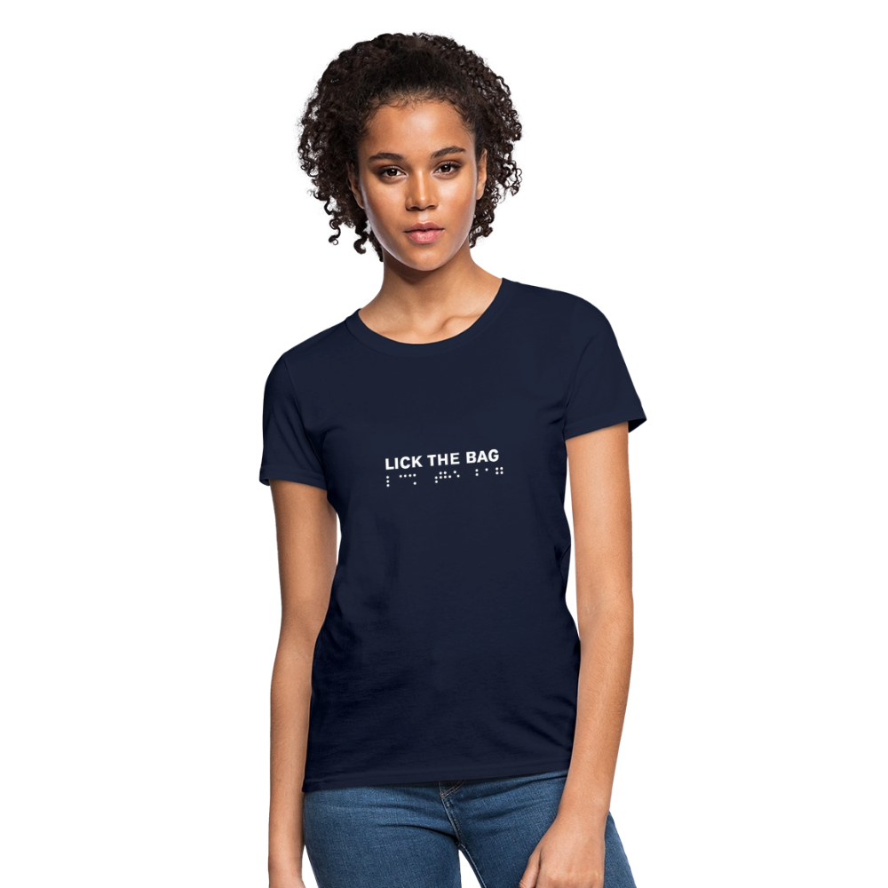 Women’s “Lick The Bag” Brail Logo Tee - navy