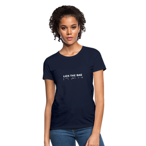 Women’s “Lick The Bag” Brail Logo Tee - navy