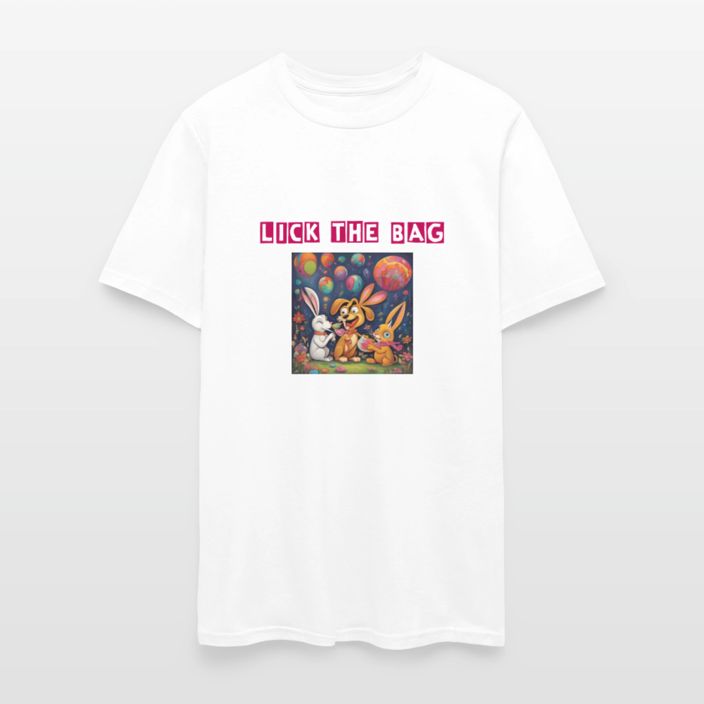 Unisex “Lick The Bag” T-Shirt (Bunny) - white
