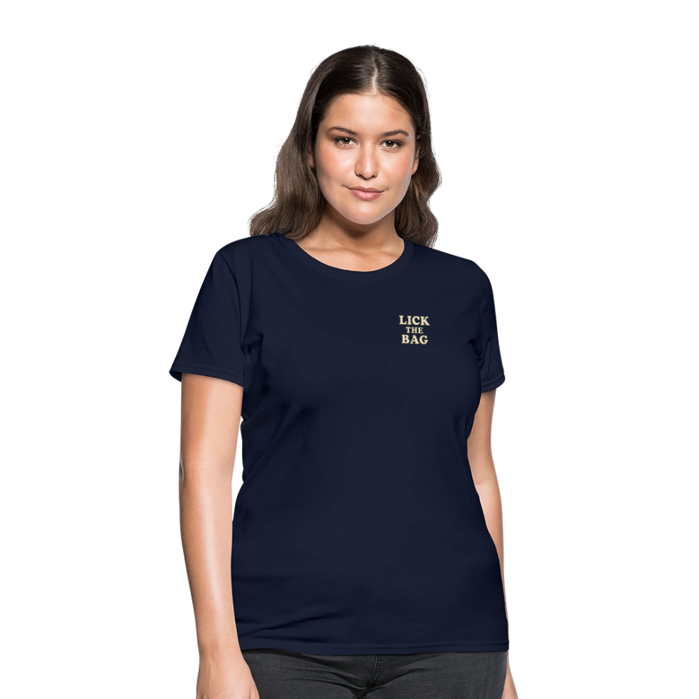 Women’s “Lick The Bag” Text Logo Tee - navy
