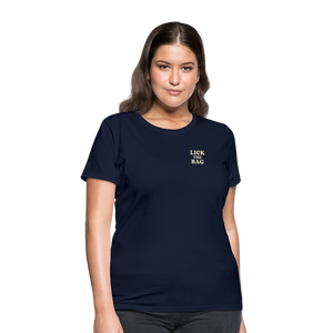 Women’s “Lick The Bag” Text Logo Tee - navy