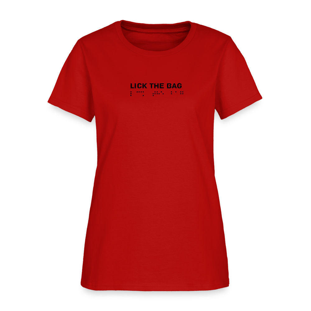 Women’s “Lick The Bag” Brail Logo Tee - red