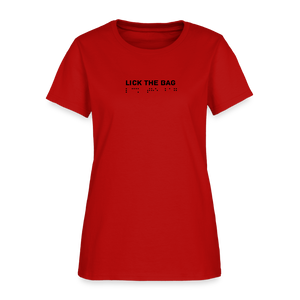 Women’s “Lick The Bag” Brail Logo Tee - red