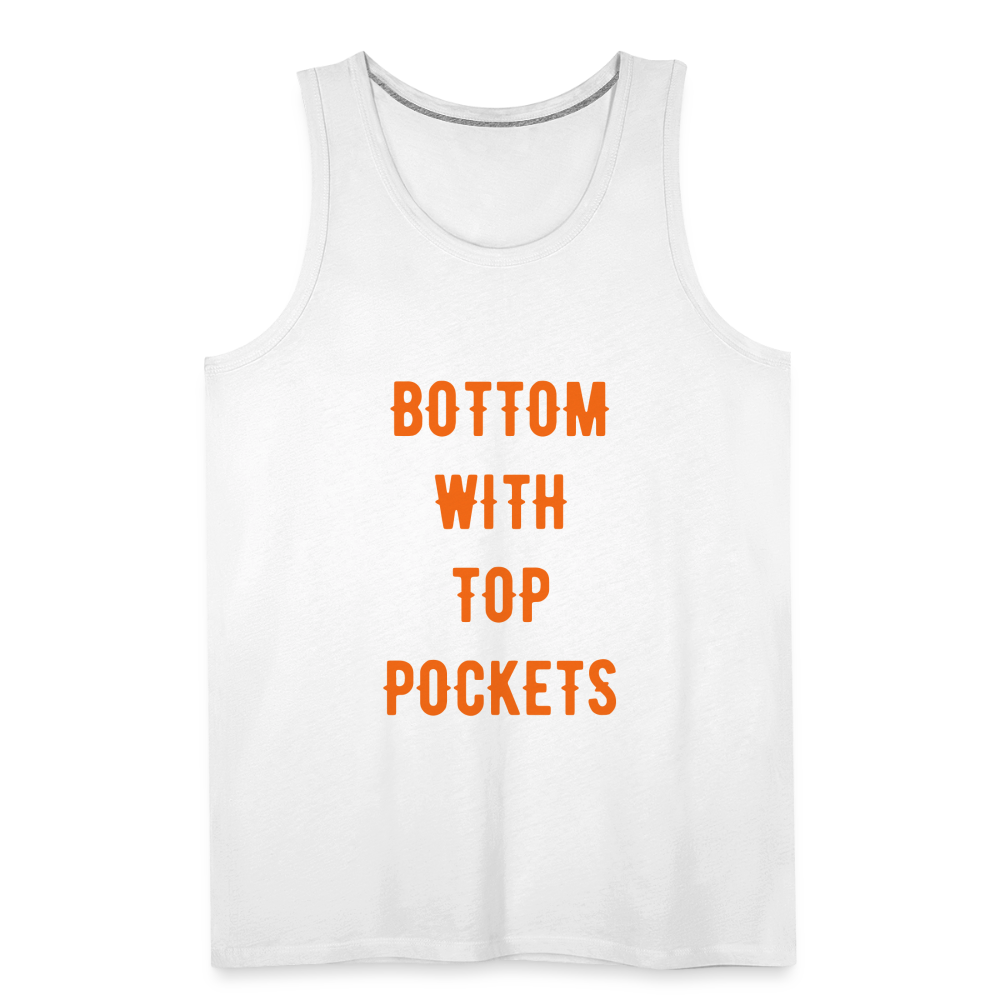 Bottom w/ Top Pockets - Men's Premium Tank Top - white