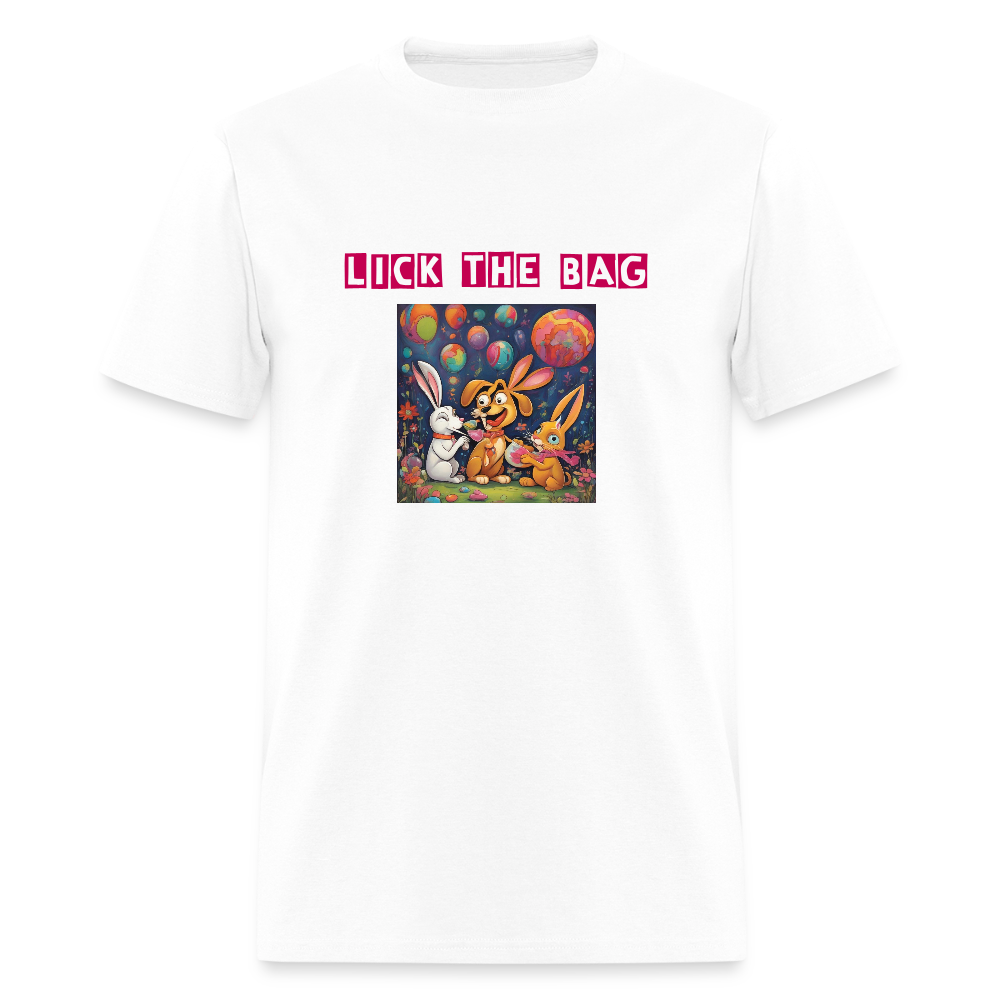 Unisex “Lick The Bag” T-Shirt (Bunny) - white