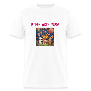 Unisex “Lick The Bag” T-Shirt (Bunny) - white