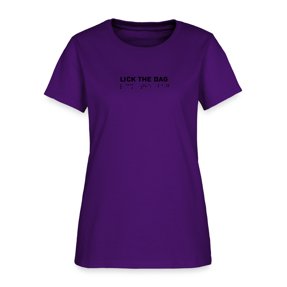 Women’s “Lick The Bag” Brail Logo Tee - purple
