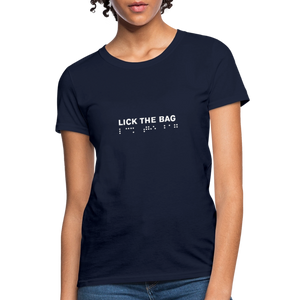 Women’s “Lick The Bag” Brail Logo Tee - navy