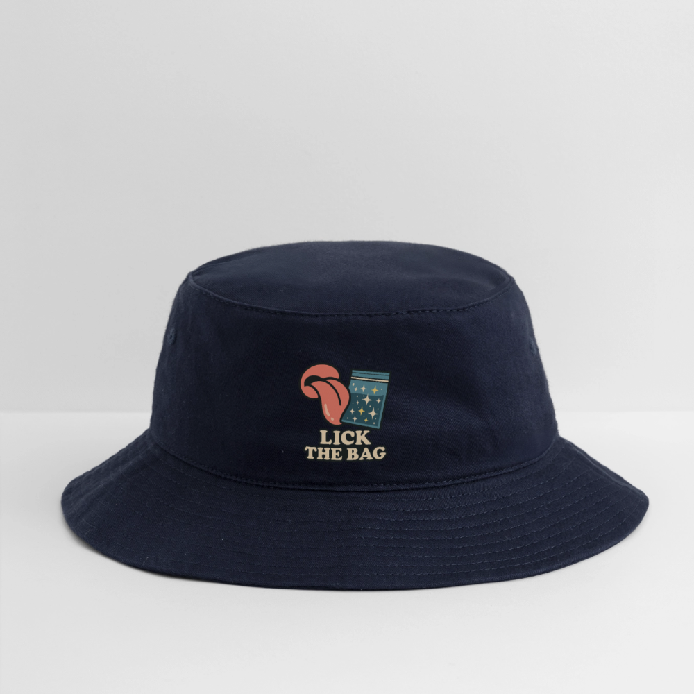 “Lick The Bag” Bucket Hat w/ Image - navy