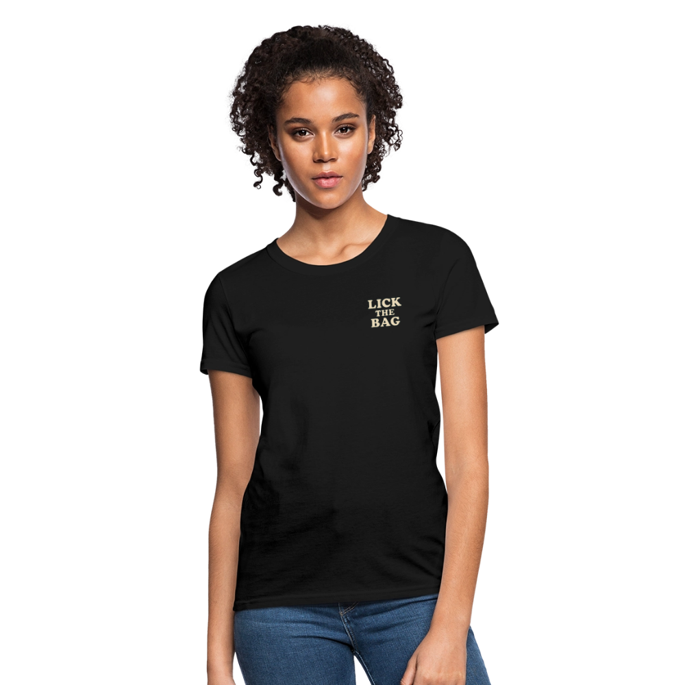 Women’s “Lick The Bag” Text Logo Tee - black