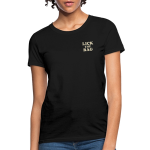 Women’s “Lick The Bag” Text Logo Tee - black