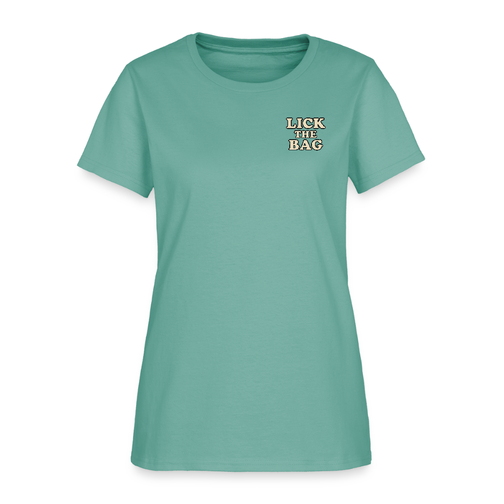 Women’s “Lick The Bag” Text Logo Tee - aquatic