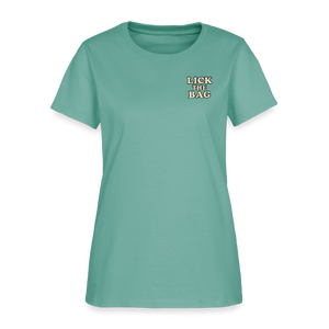 Women’s “Lick The Bag” Text Logo Tee - aquatic
