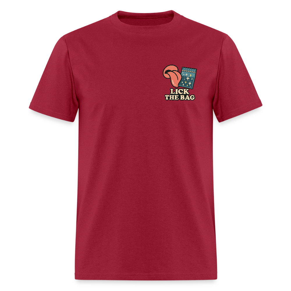 Unisex Lick The Bag T-Shirt (w/ Image) - dark red
