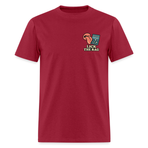 Unisex Lick The Bag T-Shirt (w/ Image) - dark red