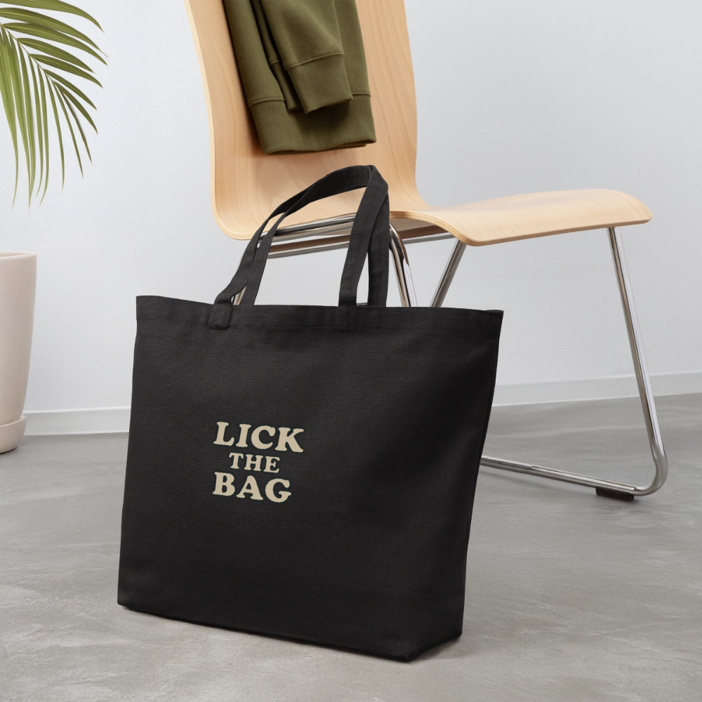 “Lick The Bag” Eco-Friendly Cotton Tote - Text Only - black