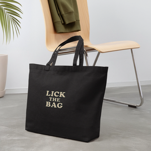“Lick The Bag” Eco-Friendly Cotton Tote - Text Only - black