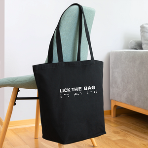 “Lick The Bag” Eco-Friendly Cotton Tote - Brail - black