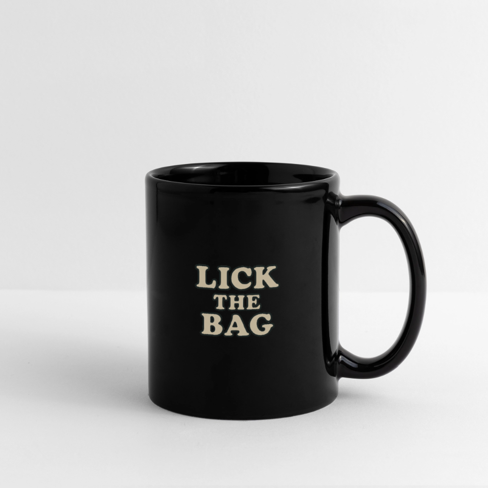“Lick The Bag” Text Only Full Color Mug - black